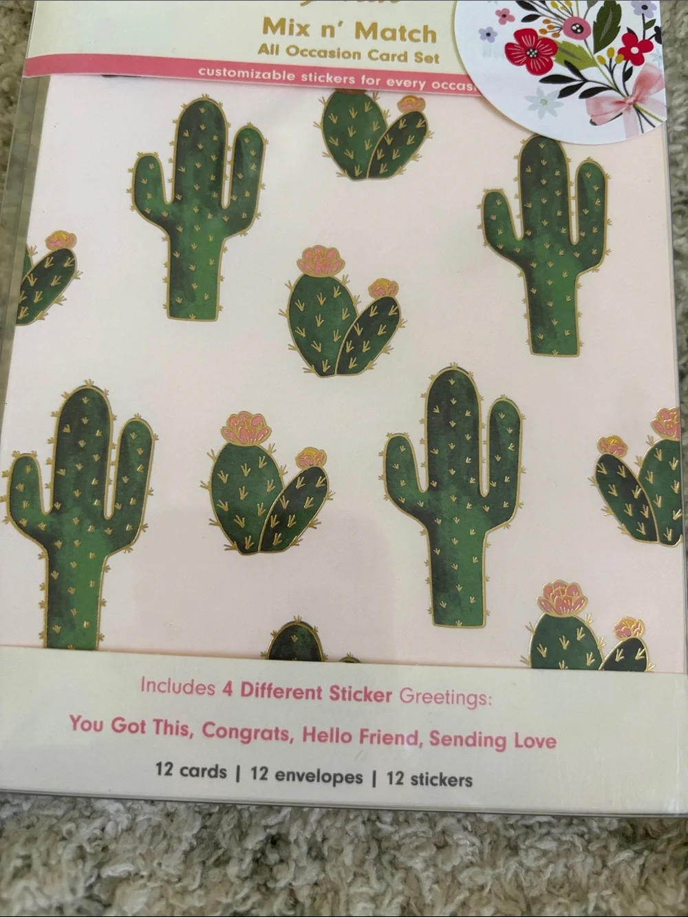 Sonix Mix n Match All-Occasion Greeting Card Set of 12 NWT cactus citrus floral